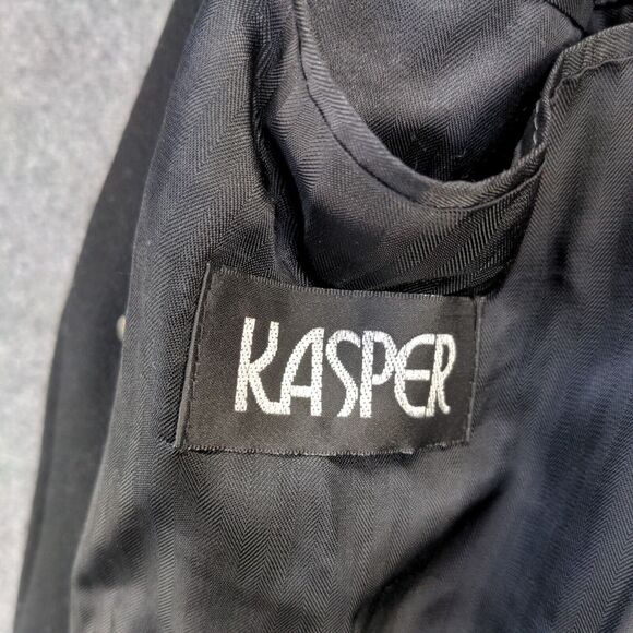 Kasper Men's Button-Up Coat Solid Black 50x48 Cashmere Blend Slit Back - Picture 11 of 16